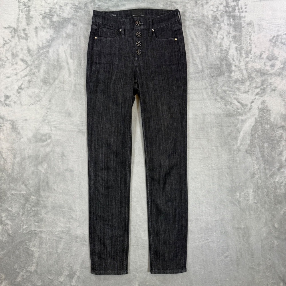 White House Black‎ Market High Rise Slim Ankle Jeans Women's 00L Black Jeweled